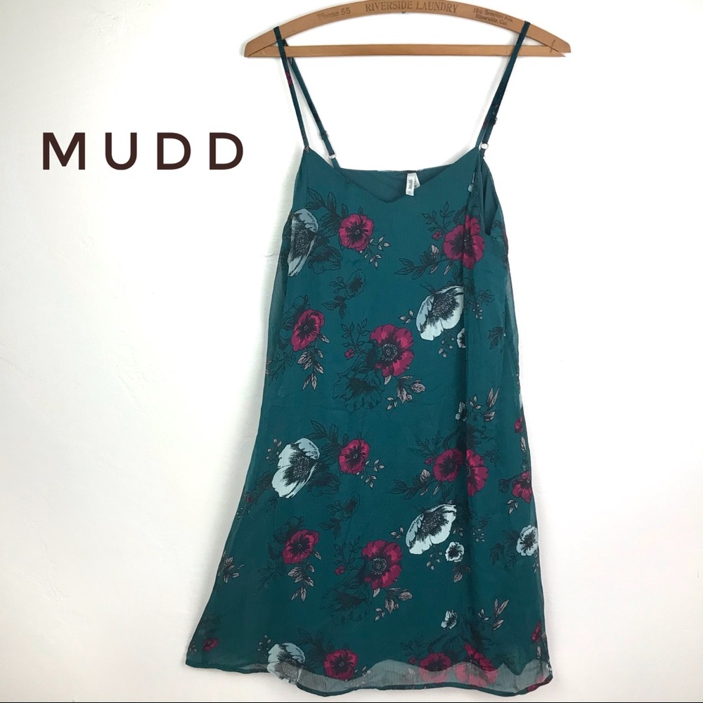 MUDD NWT Spaghetti Strap Teal Floral Mini Dress M